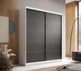 Garderobna omara z drsnimi vrati Hannah - 180 cm - bela/črna