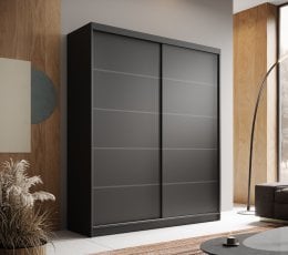 Garderobna omara z drsnimi vrati Hannah - 180 cm - črna