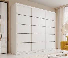 Garderobna omara z drsnimi vrati Andy - 250 cm - bela