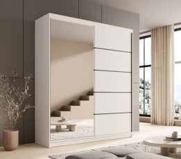 Garderobna omara z drsnimi vrati Nico - 180 cm - bela