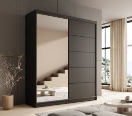 Garderobna omara z drsnimi vrati Nico - 180 cm - črna