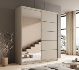 Garderobna omara z drsnimi vrati Nico - 180 cm - kašmir