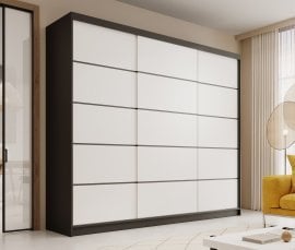 Garderobna omara z drsnimi vrati Andy - 250 cm - črna/bela