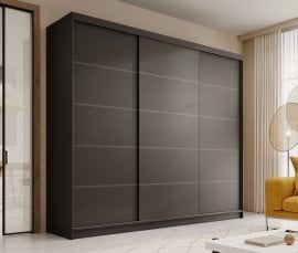 Garderobna omara z drsnimi vrati Andy - 250 cm - črna