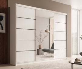 Garderobna omara z drsnimi vrati Etna - 250 cm - bela