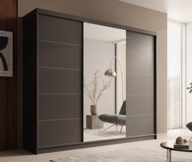 Garderobna omara z drsnimi vrati Etna - 250 cm - črna