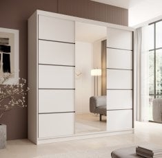 Garderobna omara z drsnimi vrati Sonic 200 cm - bela