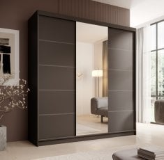 Garderobna omara z drsnimi vrati Sonic 200 cm - črna