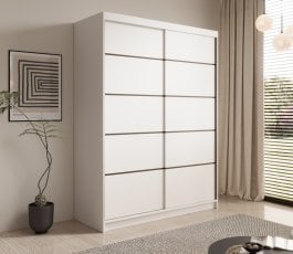 Garderobna omara z drsnimi vrati Calma 150 cm - bela