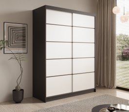 Garderobna omara z drsnimi vrati Calma 150 cm - črna/bela