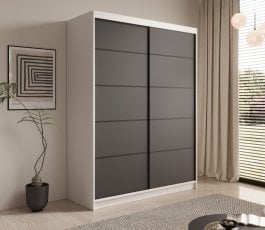 Garderobna omara z drsnimi vrati Calma 150 cm - bela/črna