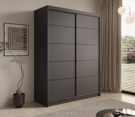 Garderobna omara z drsnimi vrati Calma 150 cm - črna