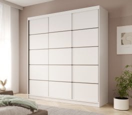 Garderobna omara z drsnimi vrati Greta 200 cm - bela