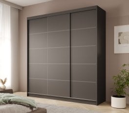 Garderobna omara z drsnimi vrati Greta 200 cm - črna