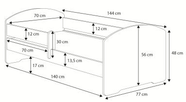 ADRK - Otroška postelja z ograjico Pepe Princesa in konj - 70x140 cm