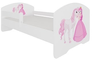 ADRK - Otroška postelja z ograjico Pepe Princesa in konj - 70x140 cm