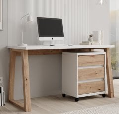 Pisalna miza z mobilno omarico Iwo I - bela/artisan