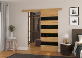 Drsna medsobna vrata Milou 96 - artisan hrast/črna 