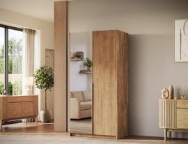 Garderobna omara Alera II 100 cm - artisan hrast/zlati ročaji