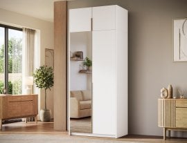 Garderobna omara Alera II z nadgradnjo 100 cm - bela/zlati ročaji