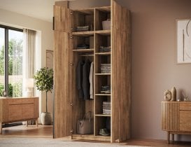 ADRK - Garderobna omara Alera II z nadgradnjo 100 cm - artisan hrast/črni ročaji