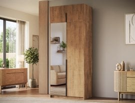 Garderobna omara Alera II z nadgradnjo 100 cm - artisan hrast/črni ročaji