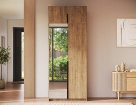 ADRK - Garderobna omara Alera II z nadgradnjo 100 cm - artisan hrast/črni ročaji
