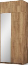 ADRK - Garderobna omara Alera II z nadgradnjo 100 cm - artisan hrast/zlati ročaji