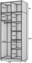 ADRK - Garderobna omara Alera II z nadgradnjo 100 cm - kašmir/črni ročaji