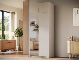 Garderobna omara Alera II z nadgradnjo 100 cm - kašmir/zlati ročaji