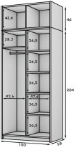 ADRK - Garderobna omara Alera II z nadgradnjo 100 cm - kašmir/zlati ročaji