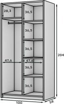 ADRK - Garderobna omara Bregma II 100 cm - bela/črni ročaji
