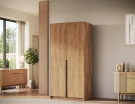 Garderobna omara Bregma II 100 cm - artisan hrast/črni ročaji