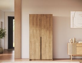 ADRK - Garderobna omara Bregma II 100 cm - artisan hrast/črni ročaji