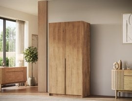 Garderobna omara Bregma II 100 cm - artisan hrast/zlati ročaji