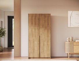 ADRK - Garderobna omara Bregma II 100 cm - artisan hrast/zlati ročaji