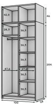 ADRK - Garderobna omara Bregma II z nadgradnjo 100 cm - bela/črni ročaji