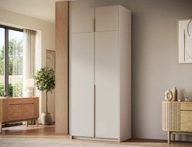 Garderobna omara Bregma II z nadgradnjo 100 cm - kašmir/zlati ročaji
