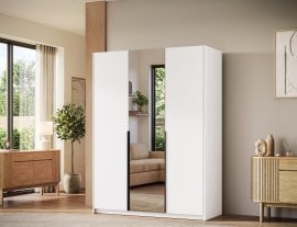 Garderobna omara Alera III 150 cm - bela/črni ročaji