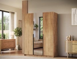 Garderobna omara Alera III 150 cm - artisan hrast/črni ročaji