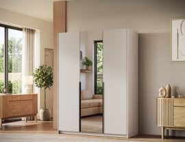 Garderobna omara Alera III 150 cm - kašmir/črni ročaji