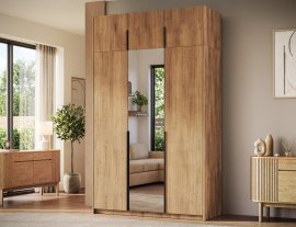 Garderobna omara Alera III z nadgradnjo 150 cm - artisan hrast/črni ročaji
