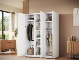 ADRK - Garderobna omara Bregma III 150 cm - bela/zlati ročaji
