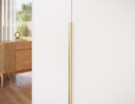 ADRK - Garderobna omara Bregma III 150 cm - bela/zlati ročaji