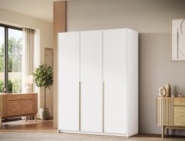 Garderobna omara Bregma III 150 cm - bela/zlati ročaji