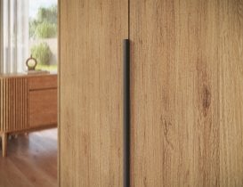 ADRK - Garderobna omara Bregma III 150 cm - artisan hrast/črni ročaji