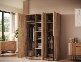 ADRK - Garderobna omara Bregma III 150 cm - artisan hrast/črni ročaji