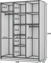 ADRK - Garderobna omara Bregma III 150 cm - artisan hrast/črni ročaji