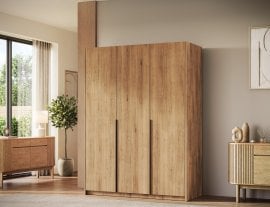 Garderobna omara Bregma III 150 cm - artisan hrast/črni ročaji