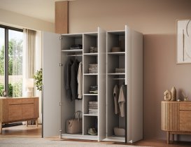 ADRK - Garderobna omara Bregma III 150 cm - kašmir/črni ročaji